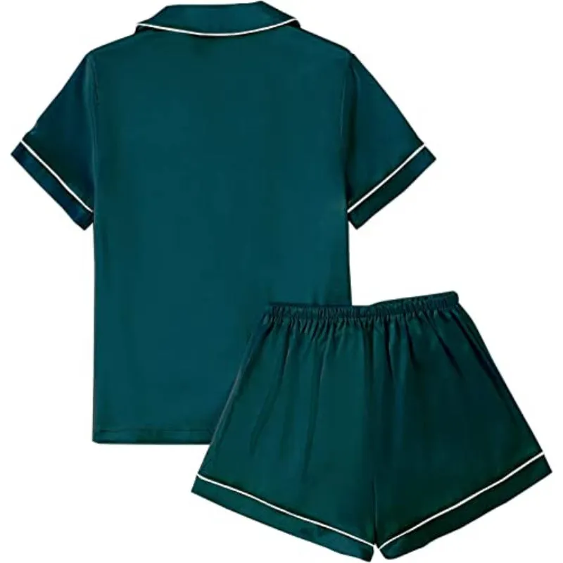 Plain Pajamas Set Short Sleeve With Shorts