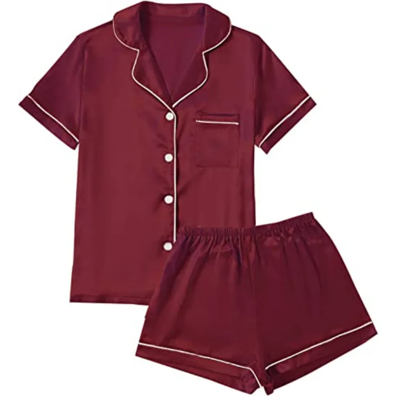 Plain Pajamas Set Short Sleeve With Shorts