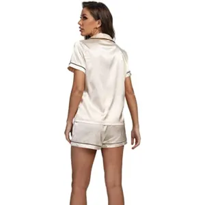 Plain Pajamas Set Short Sleeve With Shorts