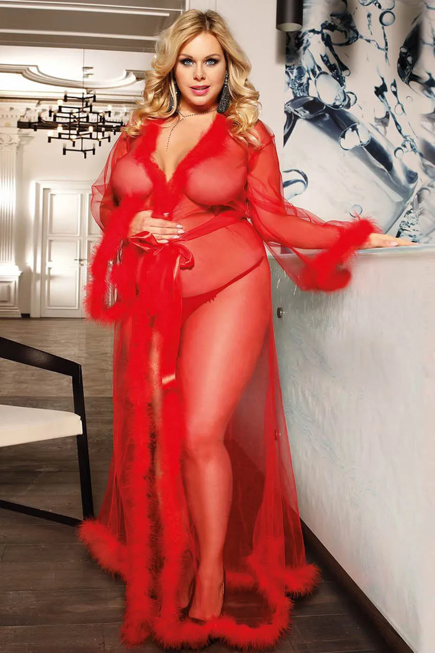 Plus Size Plush Robe and Panty Set