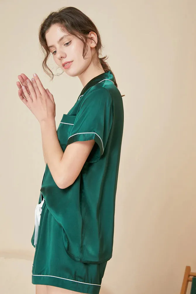 Pure Silk Pajamas Shorts Set For Women