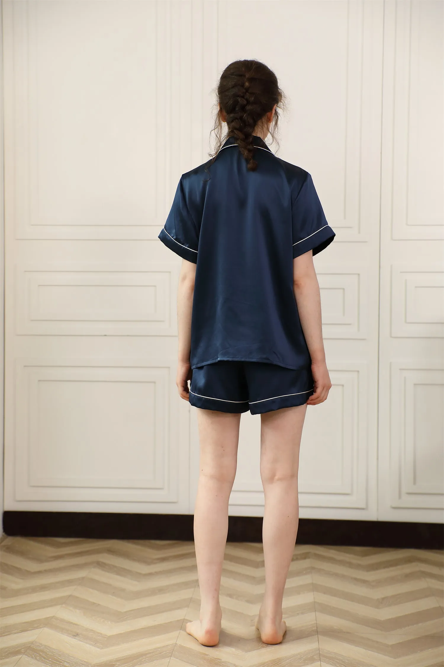 Pure Silk Pajamas Shorts Set For Women