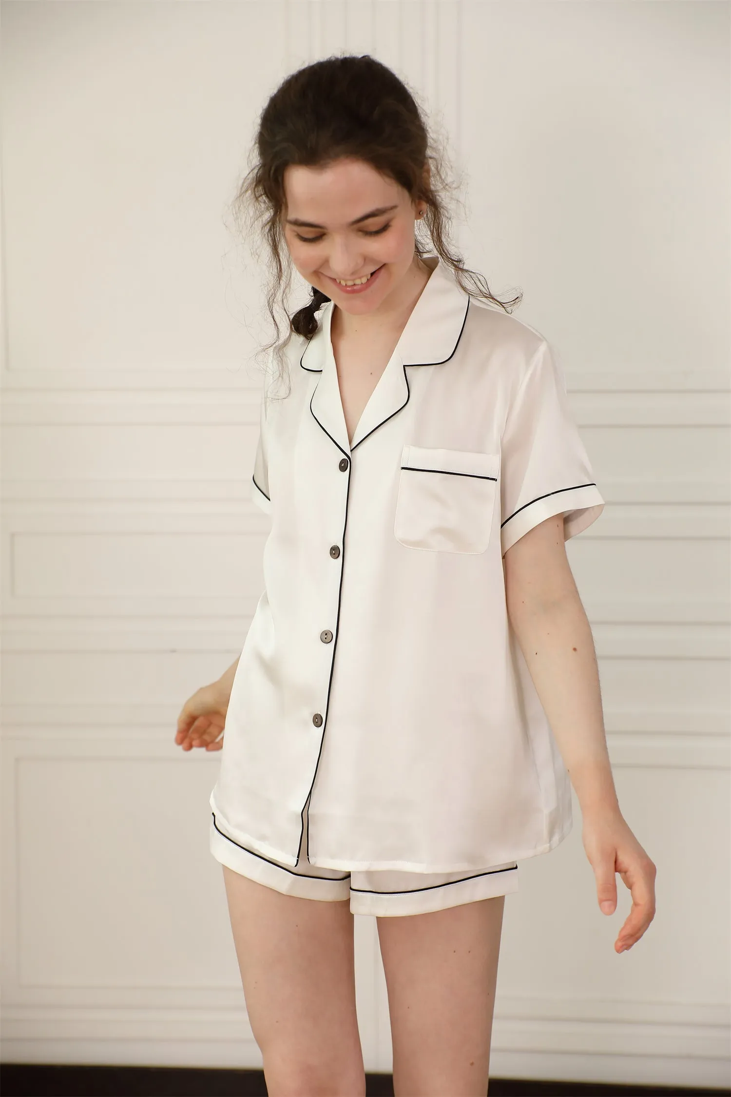 Pure Silk Pajamas Shorts Set For Women
