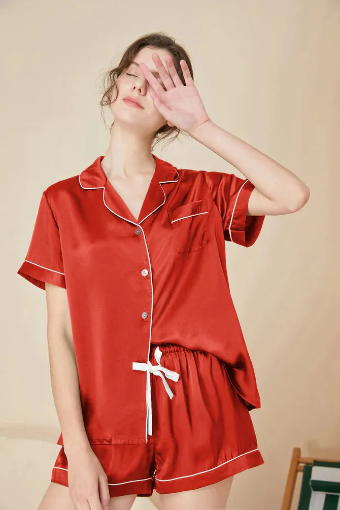 Pure Silk Pajamas Shorts Set For Women