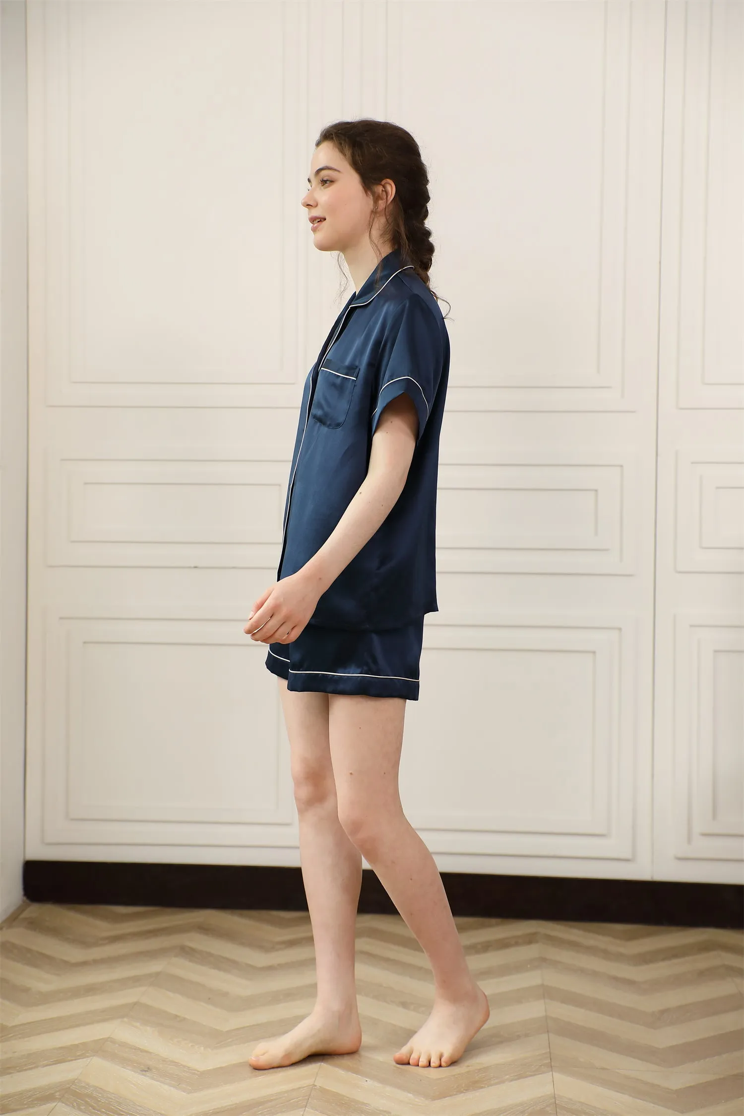 Pure Silk Pajamas Shorts Set For Women