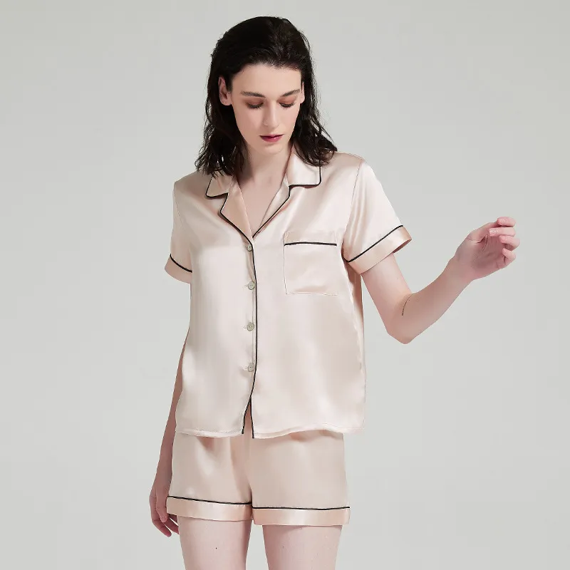 Pure Silk Pajamas Shorts Set For Women