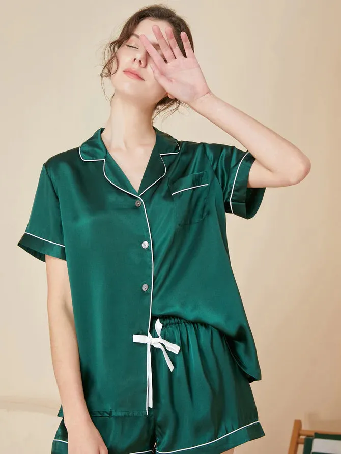 Pure Silk Pajamas Shorts Set For Women