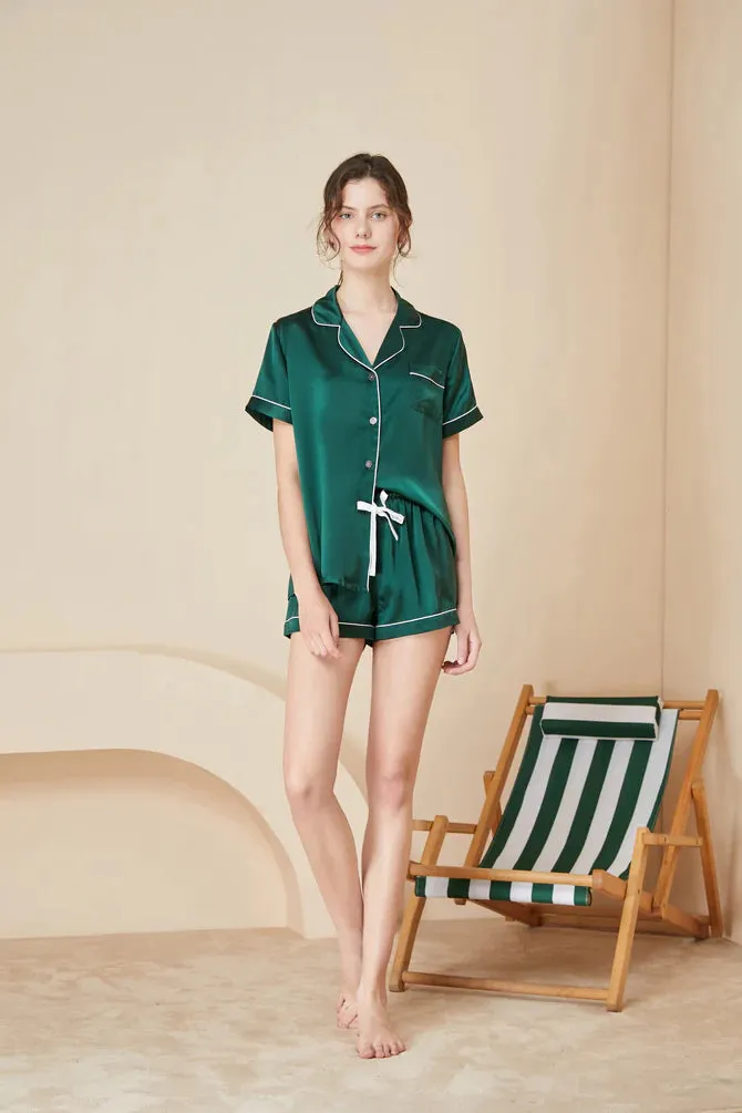 Pure Silk Pajamas Shorts Set For Women