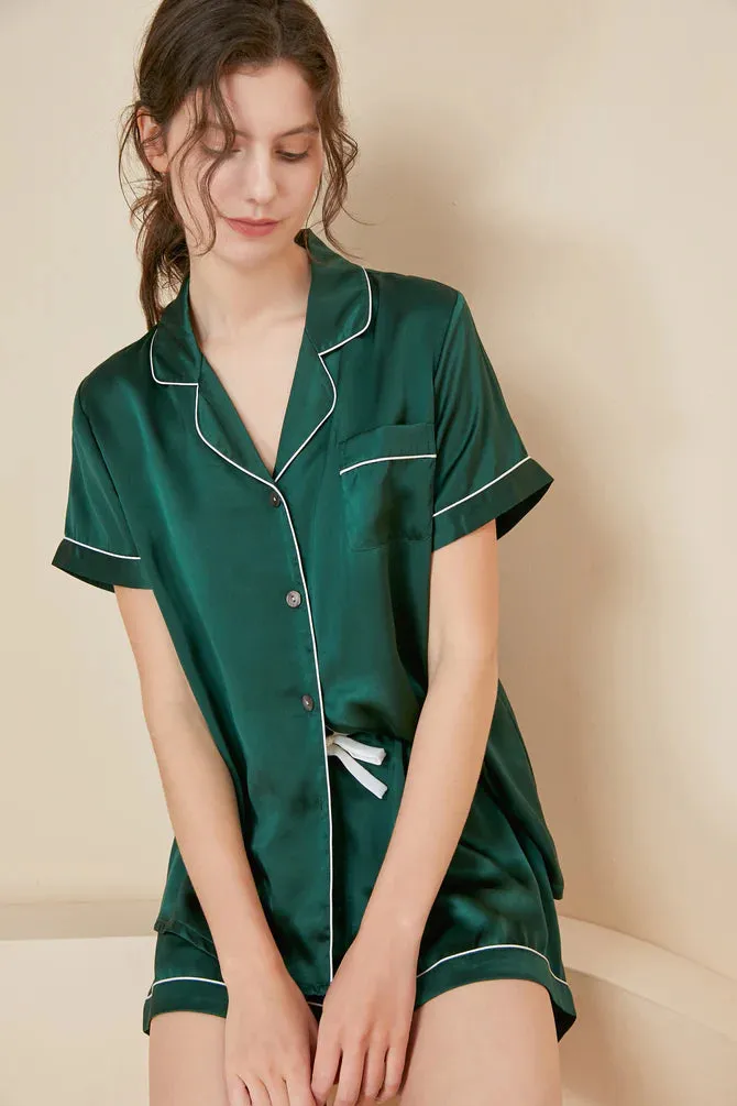 Pure Silk Pajamas Shorts Set For Women