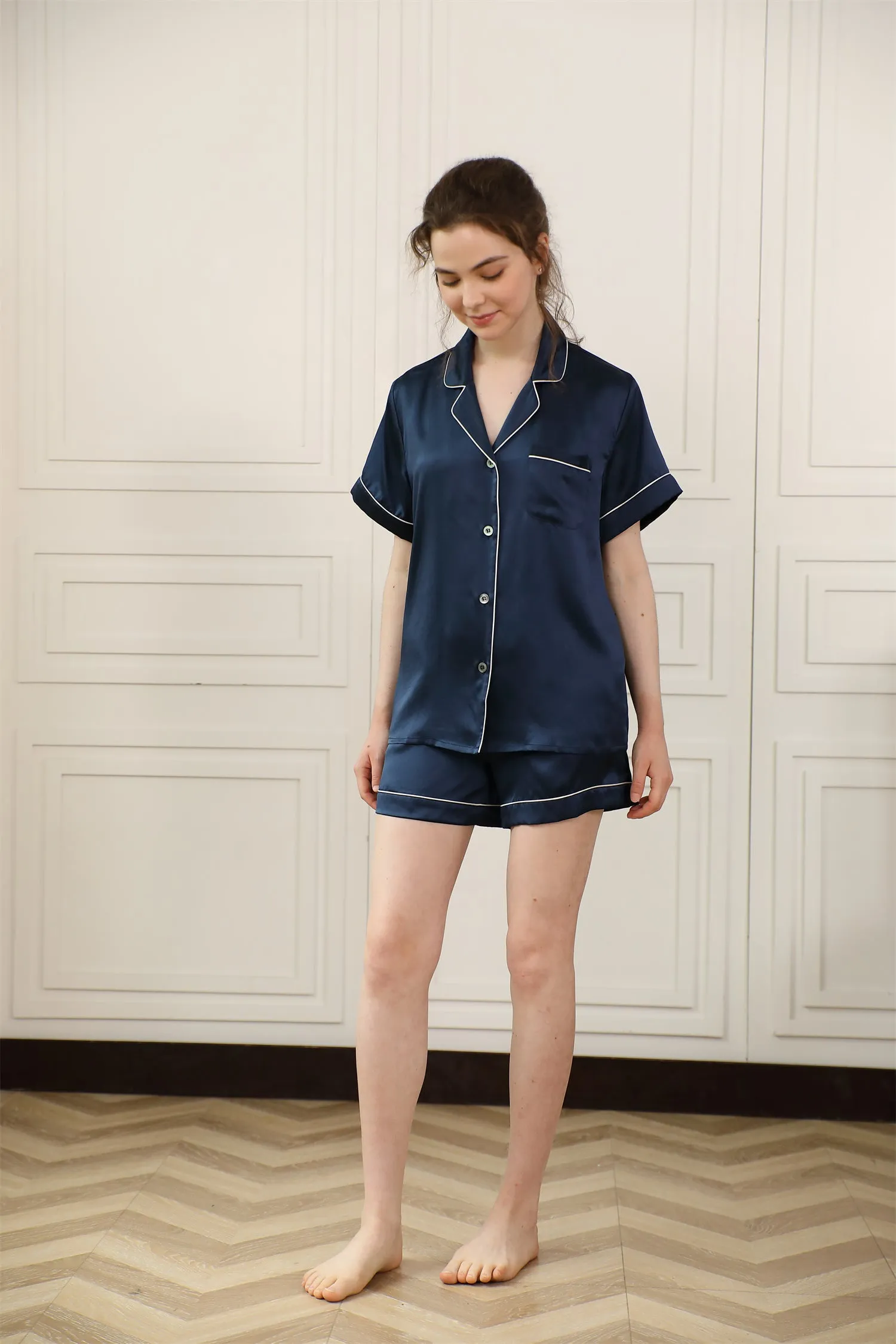Pure Silk Pajamas Shorts Set For Women