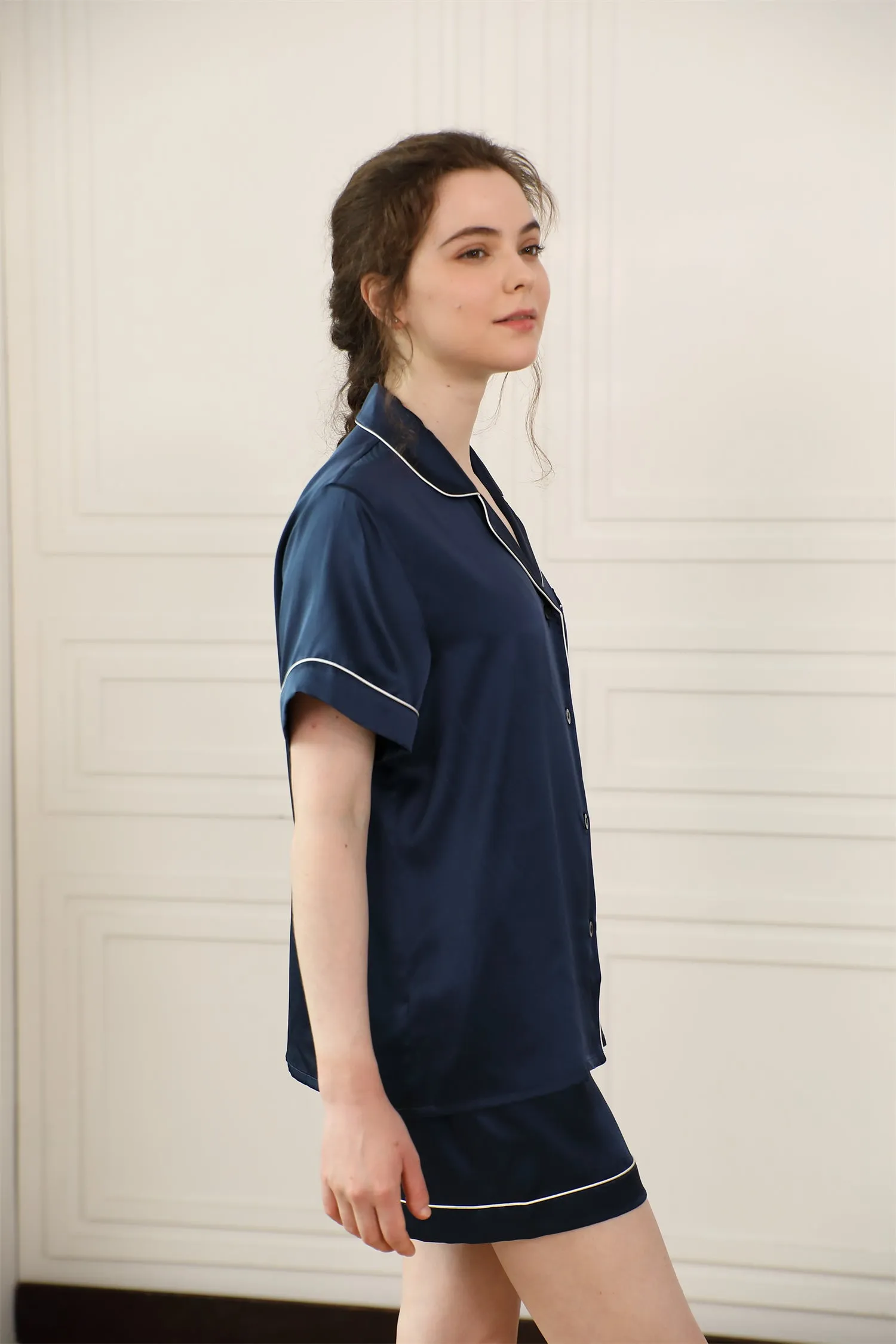 Pure Silk Pajamas Shorts Set For Women