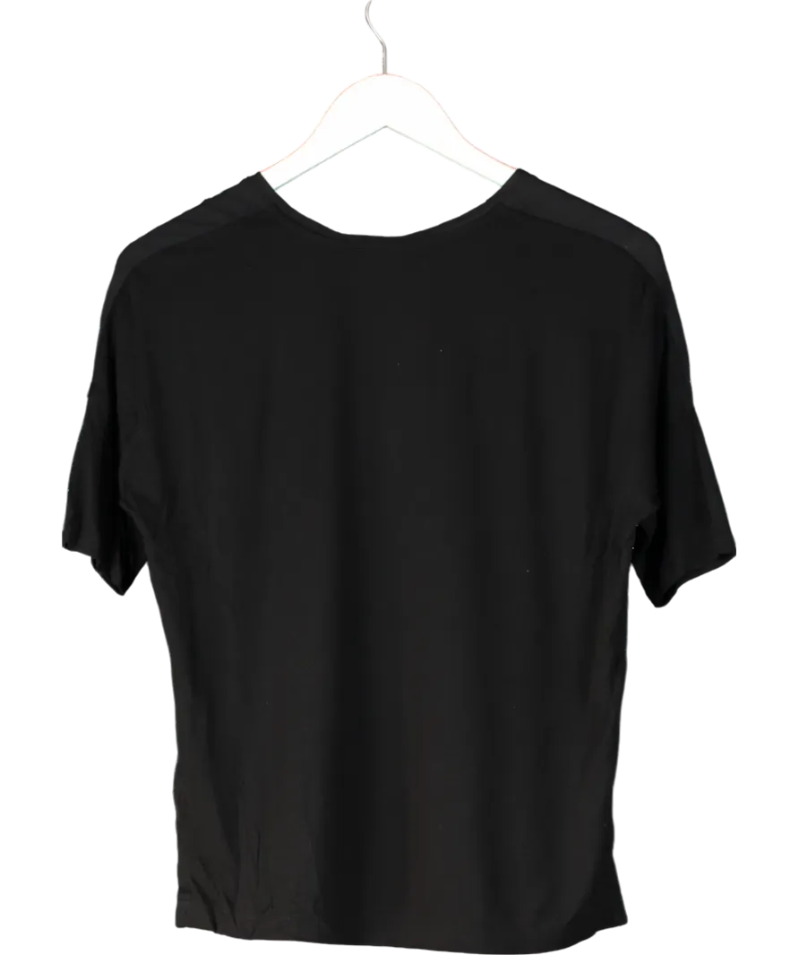 Set Black Zoey 100% Silk Button T-shirt UK 4