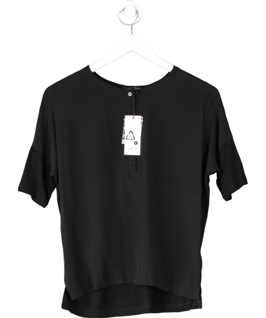 Set Black Zoey 100% Silk Button T-shirt UK 4