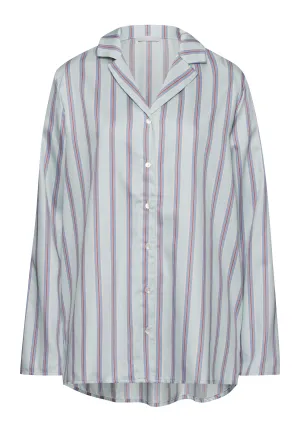 Sleep And Lounge Cotton Button Front Pajama Shirt | Balanced Stripe 74849-2164