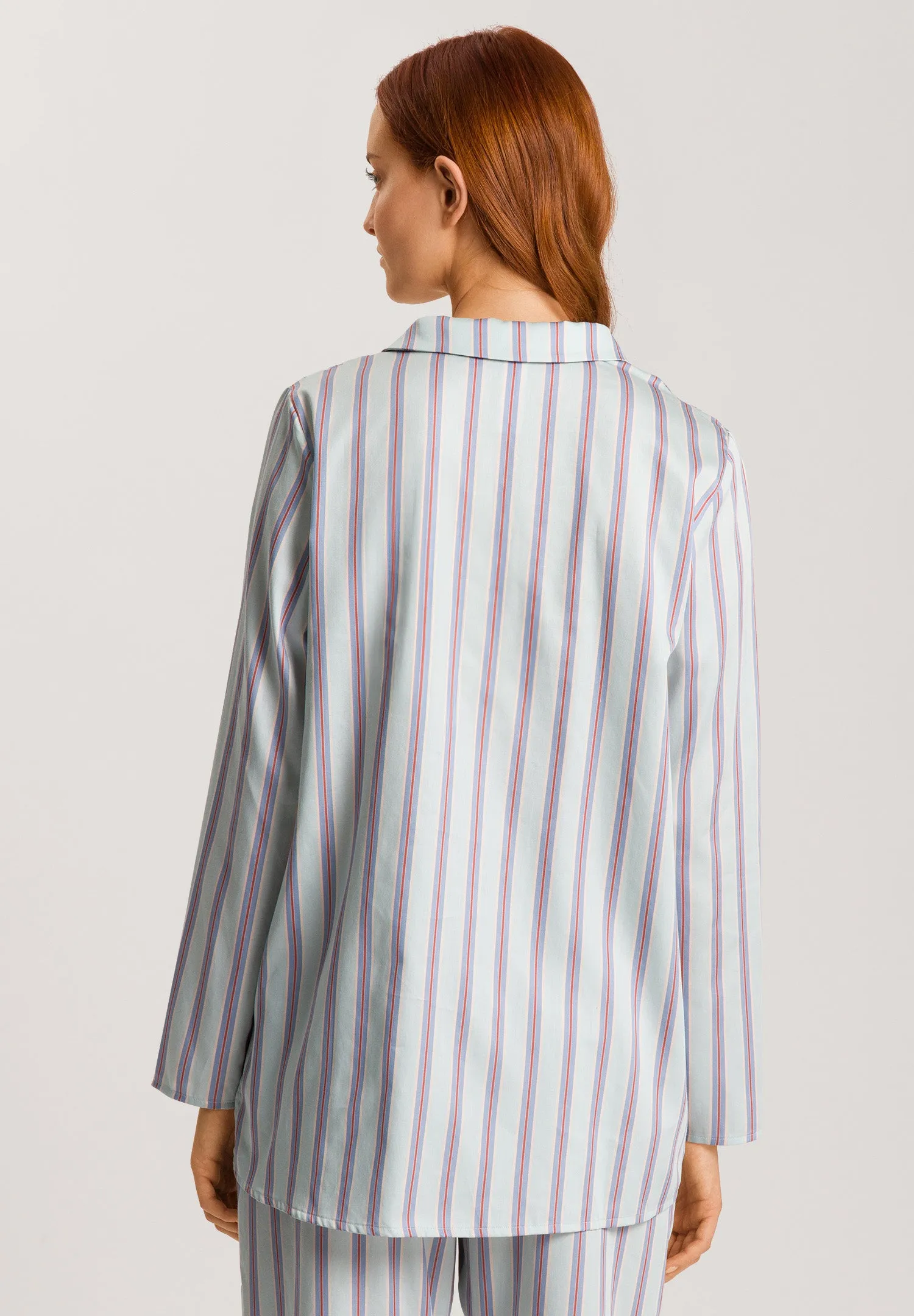 Sleep And Lounge Cotton Button Front Pajama Shirt | Balanced Stripe 74849-2164