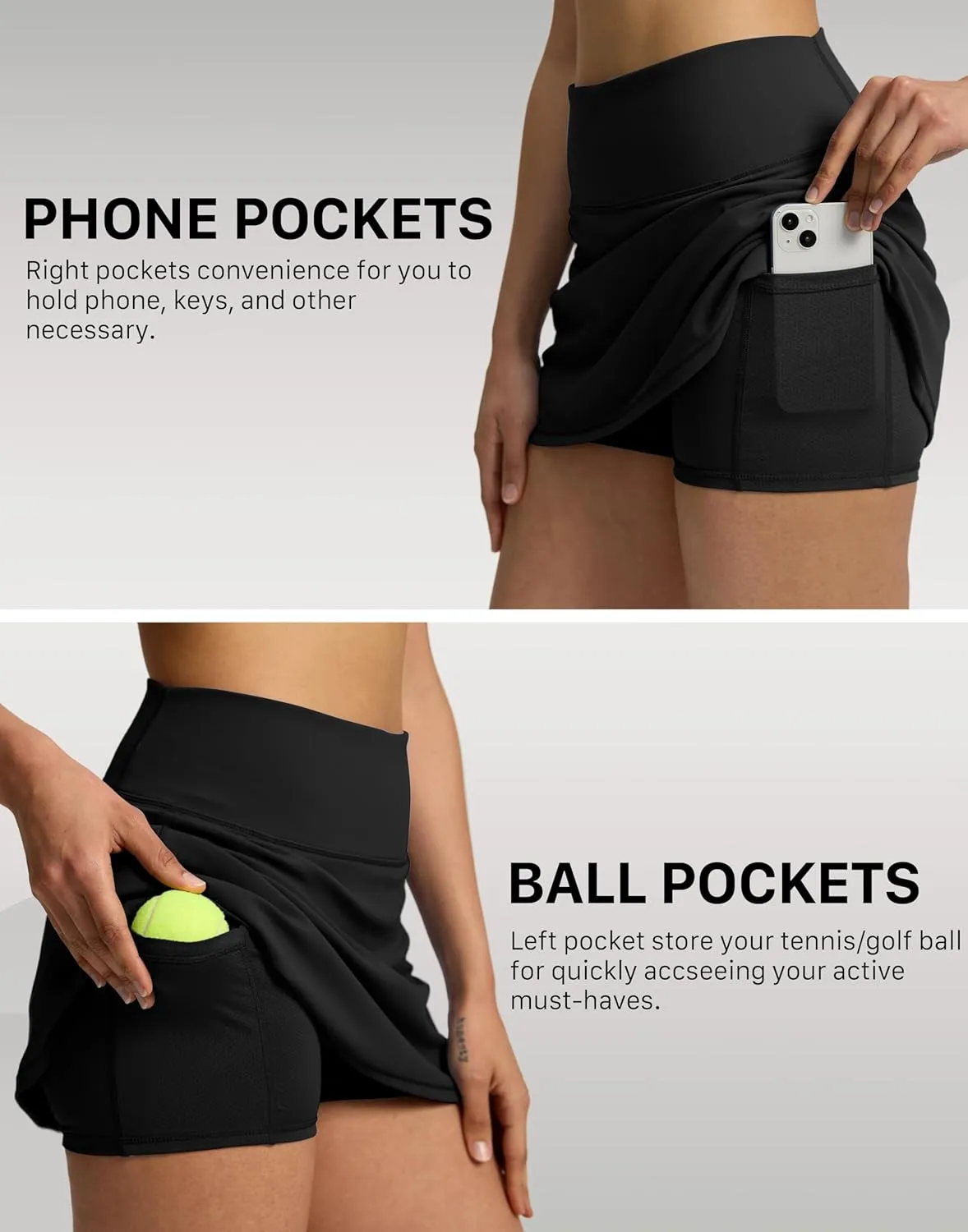 Soothfeel Tennis Skirts for Women High Waisted Golf Skirt with Shorts Pockets Workout Athletic Skort for Summer Casual