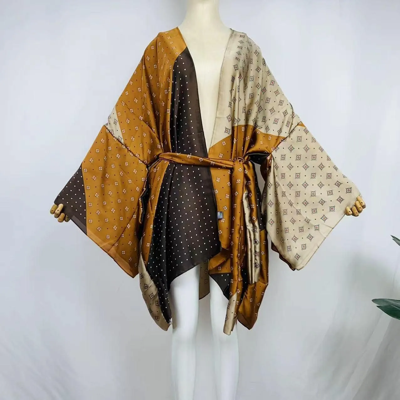Summer Beach Cover up Women Cardigan Fashion Sexy Boho African Holiday Party Long Sleeve Silk Feeling Robe Kimono Kaftan