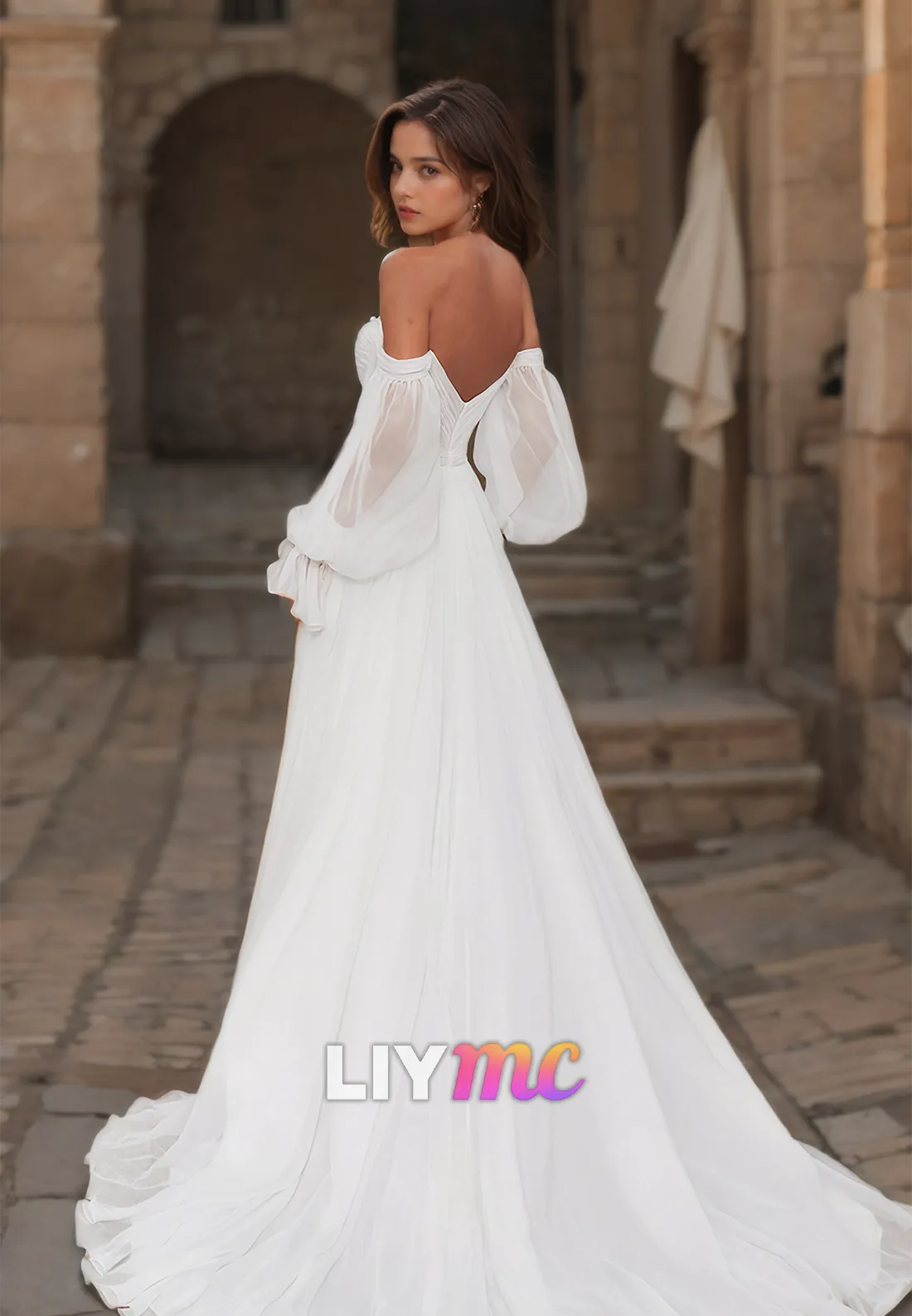 Sweetheart Strapless Pleated Illusion A-Line Beach Wedding Dress