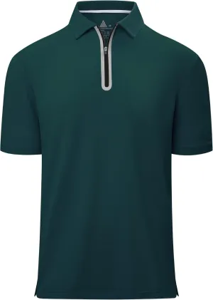 V VALANCH Mens Zipper Polo Shirts Short Sleeve Moisture Wicking Outdoor Golf Shirt Collared Athletic Tennis Polo