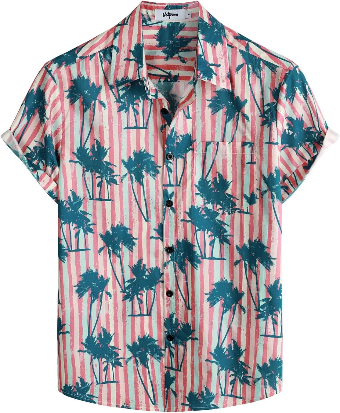 VATPAVE Mens Floral Hawaiian Shirt Casual Button Down Short Sleeve Aloha Beach Shirts