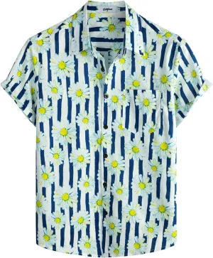 VATPAVE Mens Floral Hawaiian Shirt Casual Button Down Short Sleeve Aloha Beach Shirts
