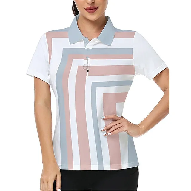 Women's Polo Shirt Golf Shirt Golf Clothes Breathable Quick Dry Soft Short Sleeve Top Regular Fit Color Block Geometry Summer Spring Tennis Golf Badminton