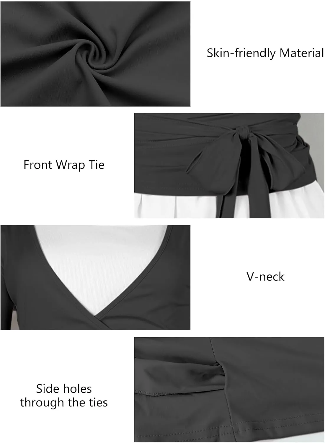 Women's Wrap Top Long Sleeve Cross Wrap Tie Ballet Tops Deep V Neck Solid Slim Fit Pilates Yoga Workout T Shirts