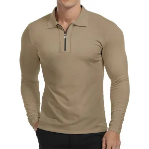 ZIPPER QUICK DRY LONG SLEEVE POLO SHIRT