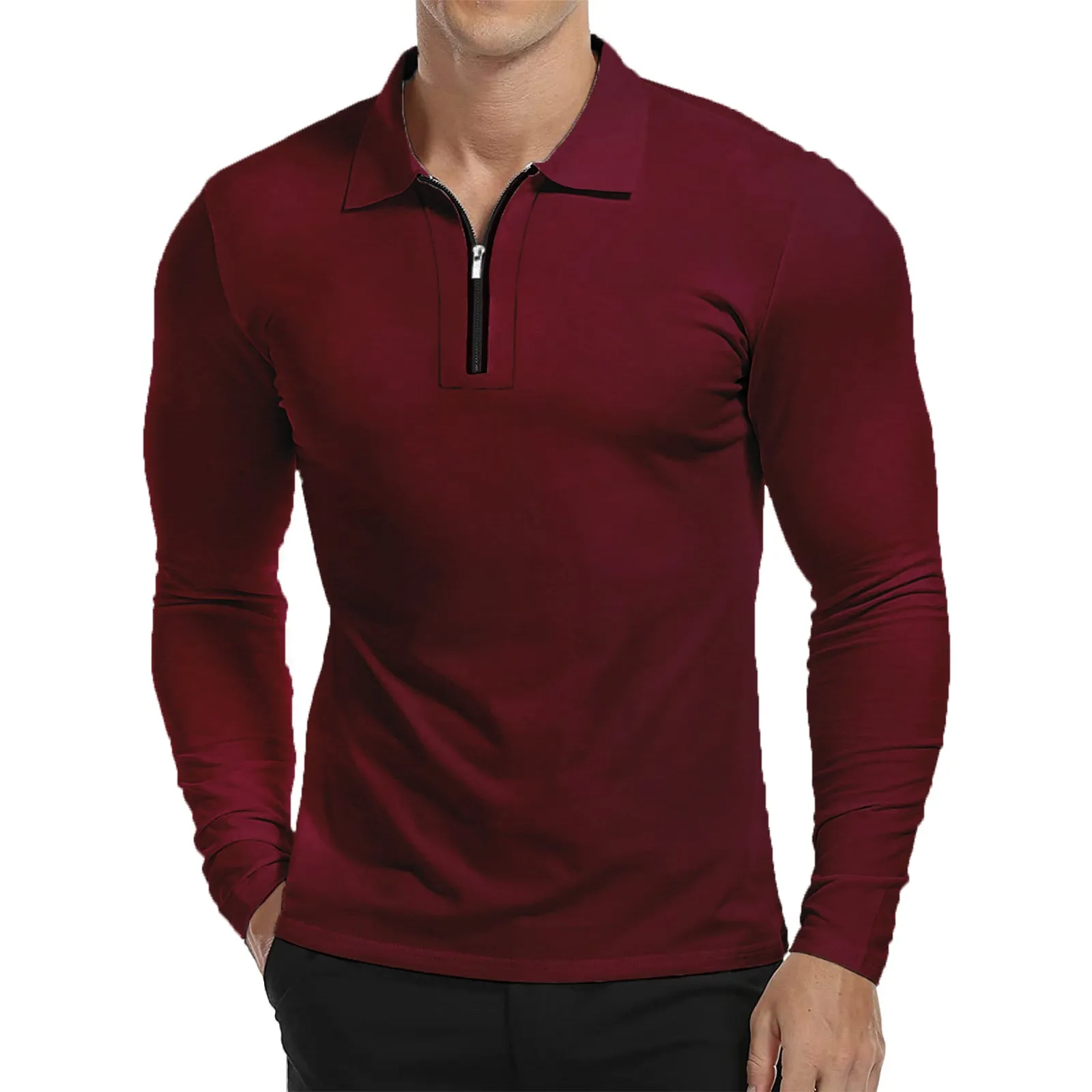 ZIPPER QUICK DRY LONG SLEEVE POLO SHIRT