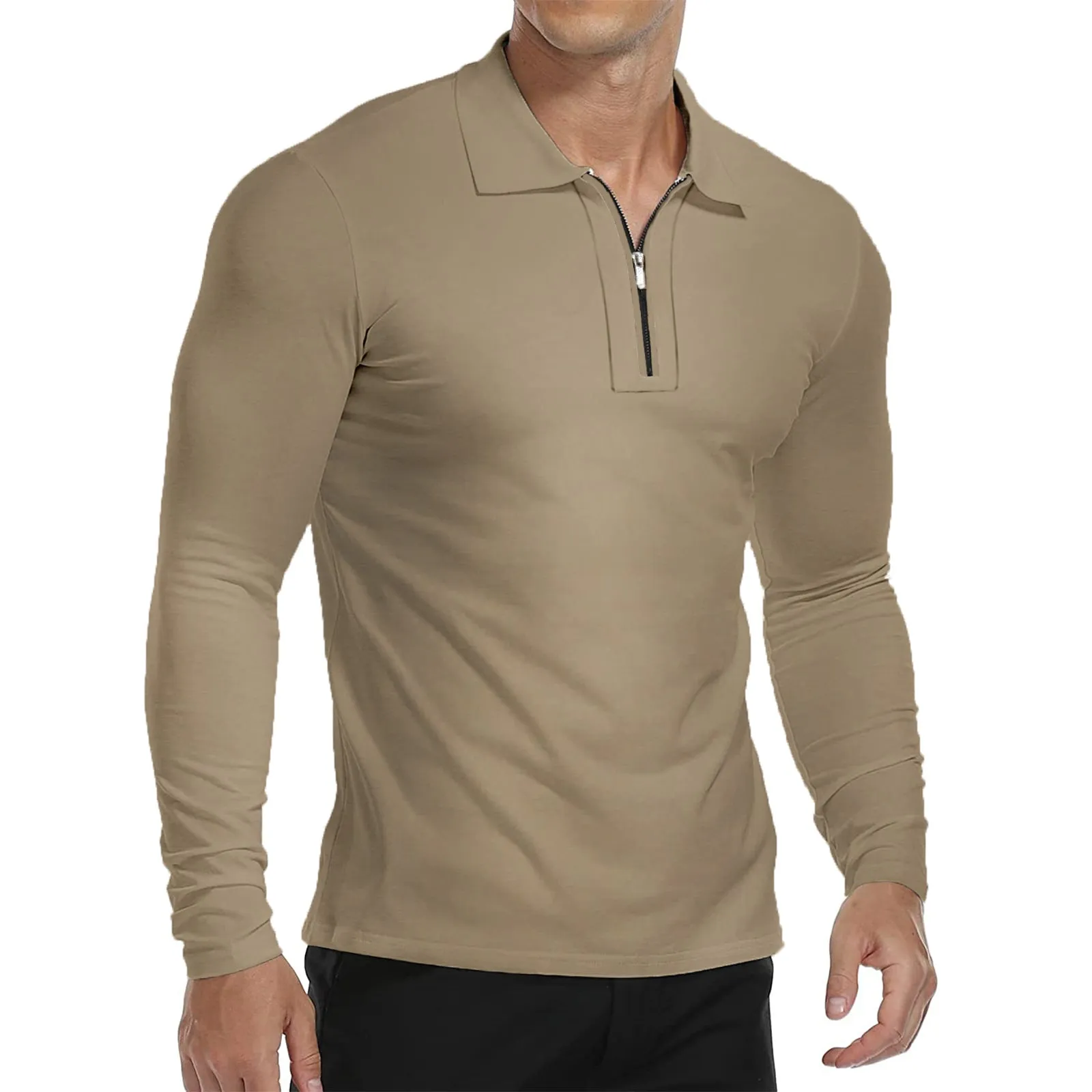 ZIPPER QUICK DRY LONG SLEEVE POLO SHIRT