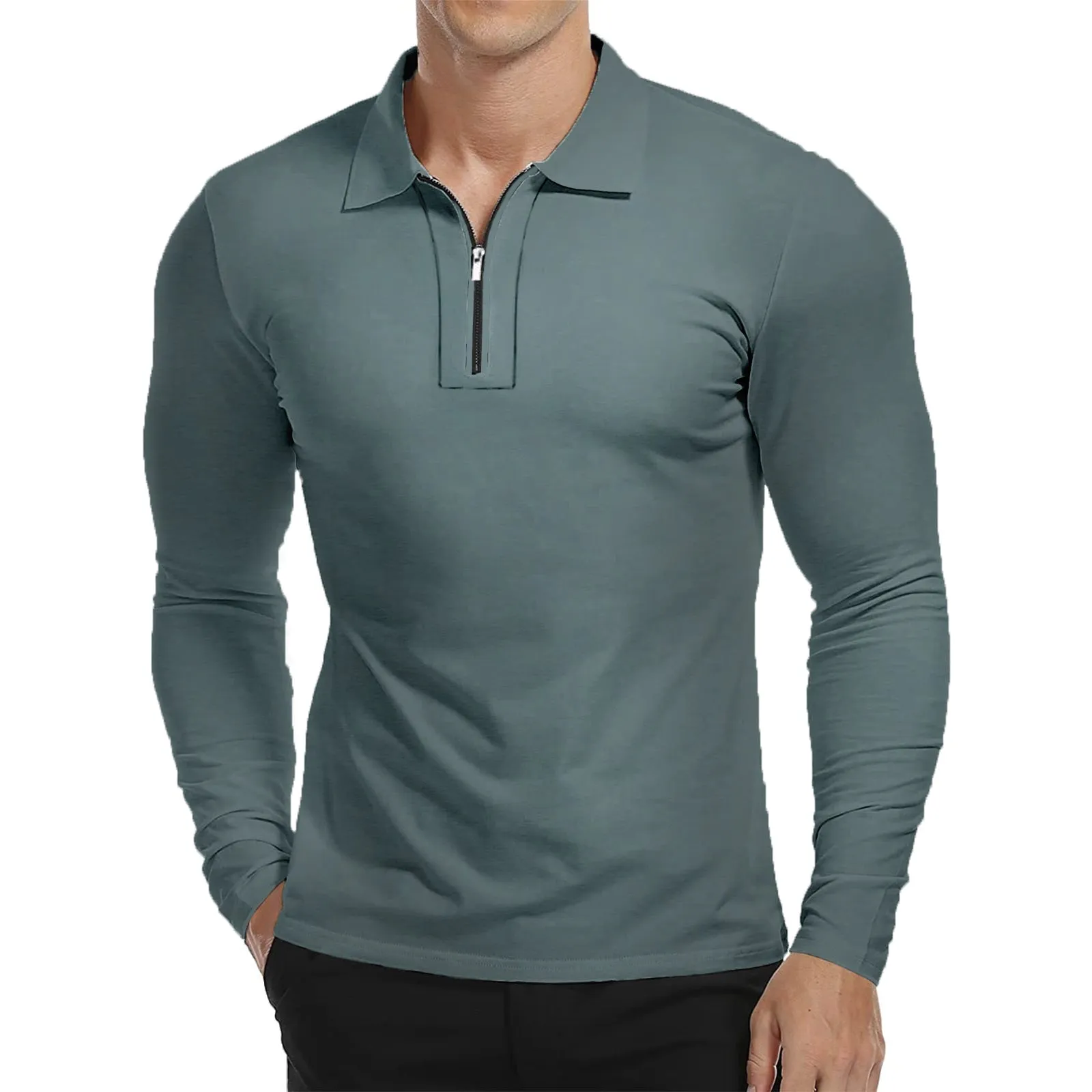 ZIPPER QUICK DRY LONG SLEEVE POLO SHIRT
