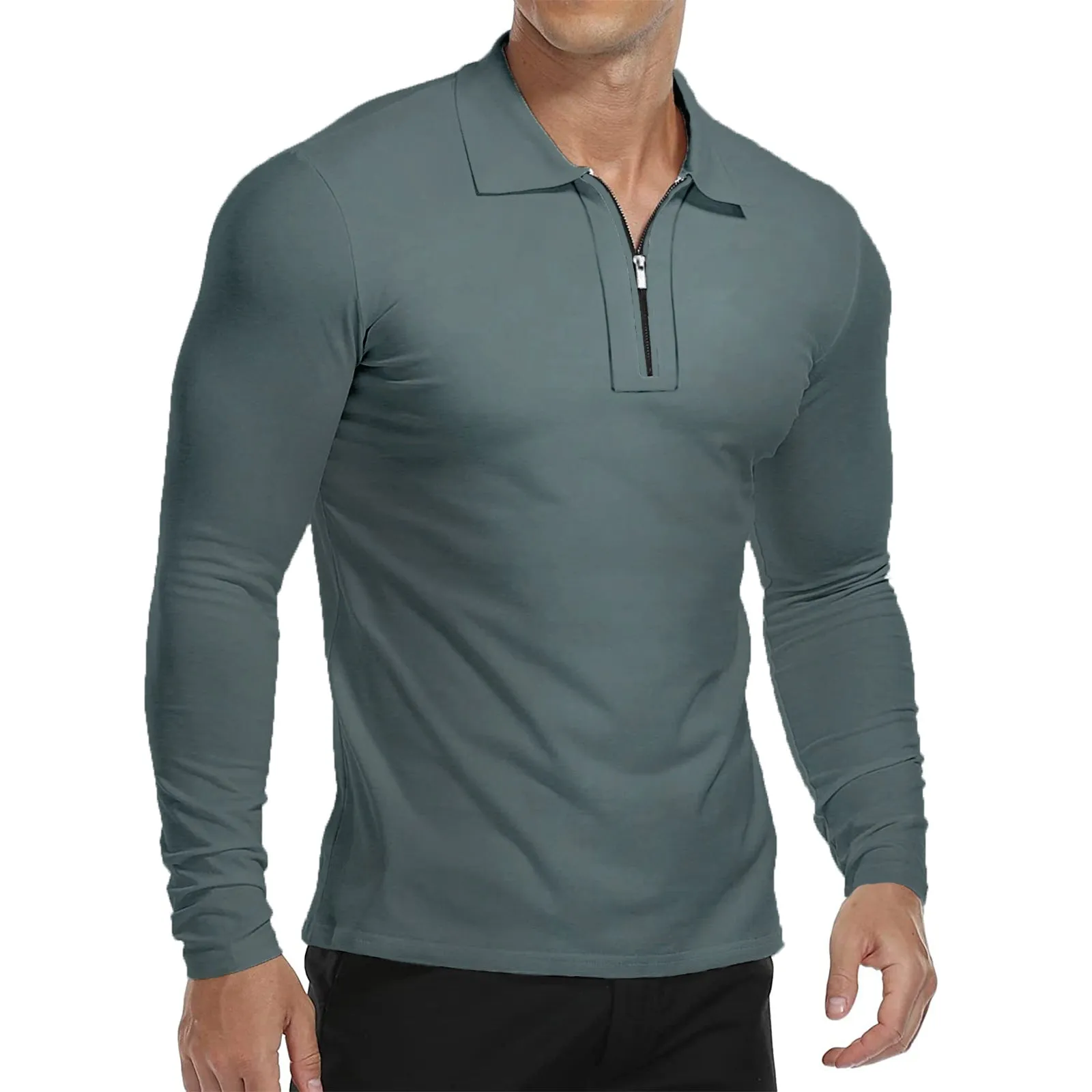 ZIPPER QUICK DRY LONG SLEEVE POLO SHIRT