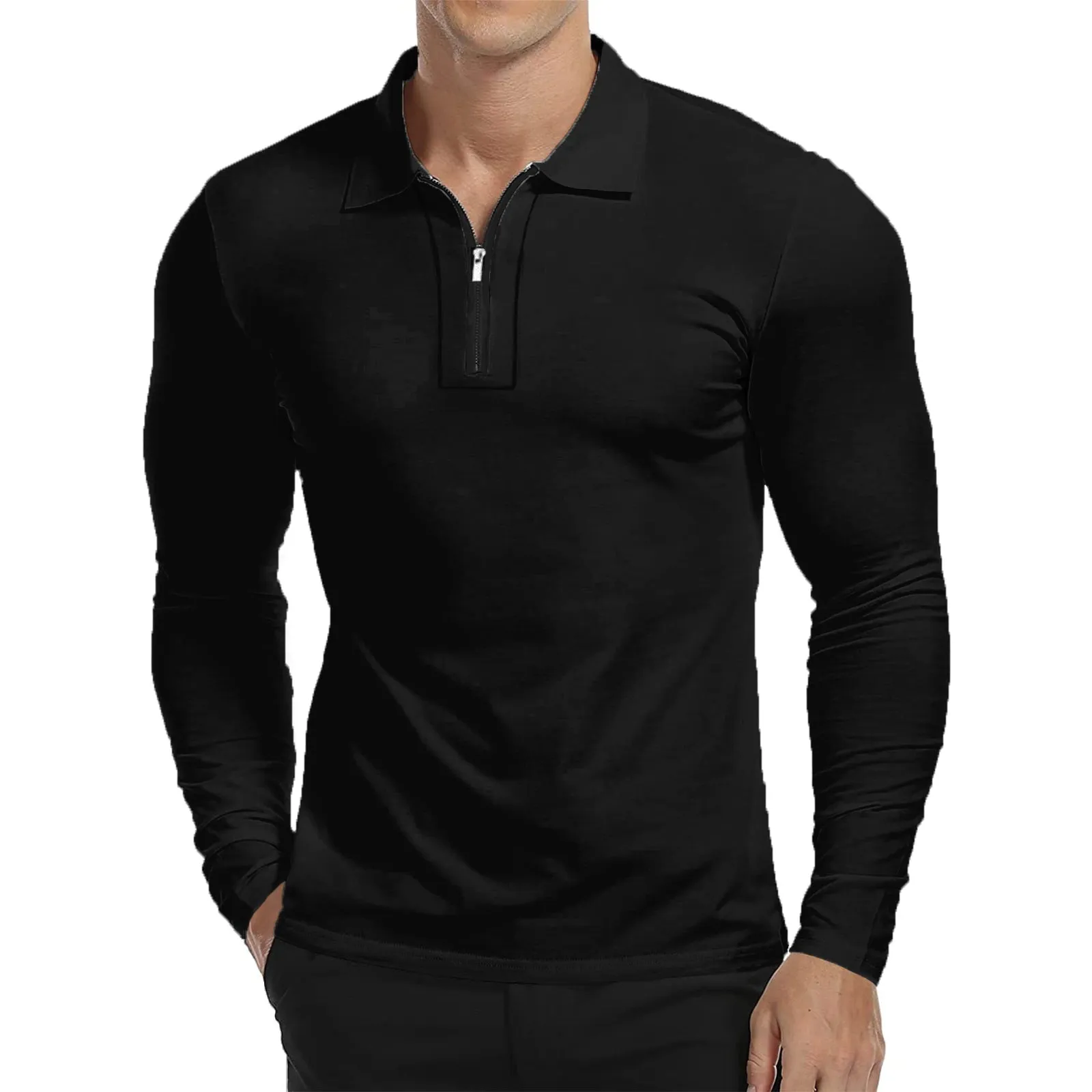 ZIPPER QUICK DRY LONG SLEEVE POLO SHIRT