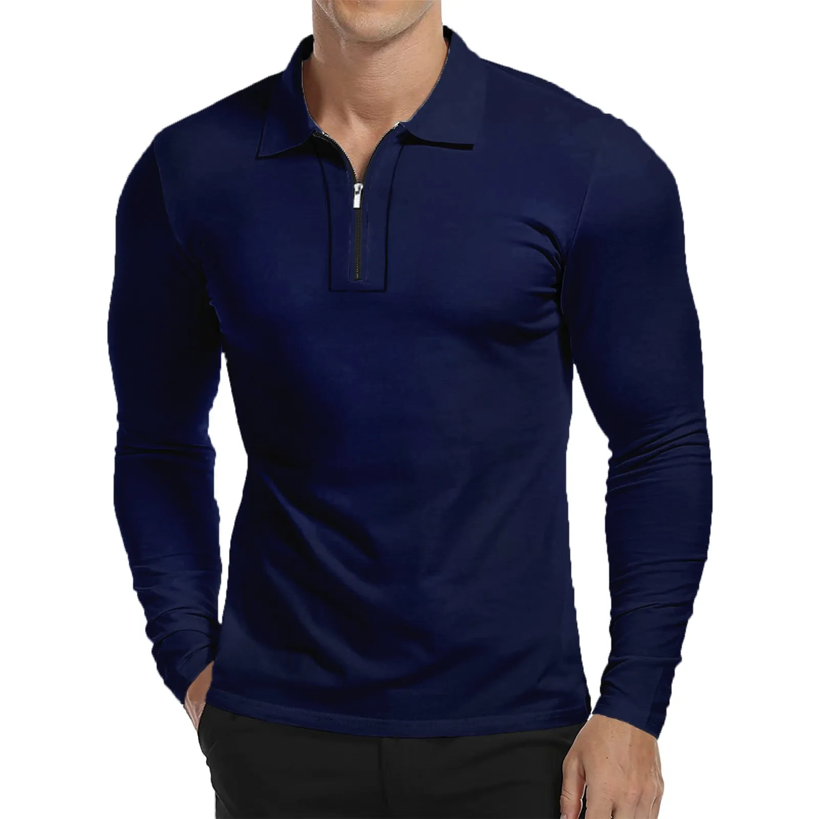 ZIPPER QUICK DRY LONG SLEEVE POLO SHIRT