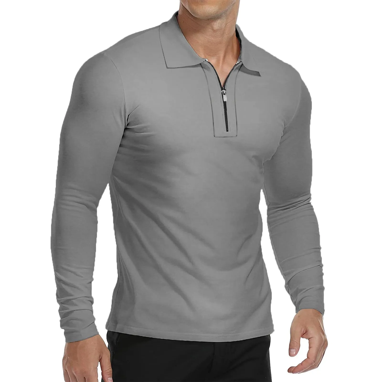 ZIPPER QUICK DRY LONG SLEEVE POLO SHIRT