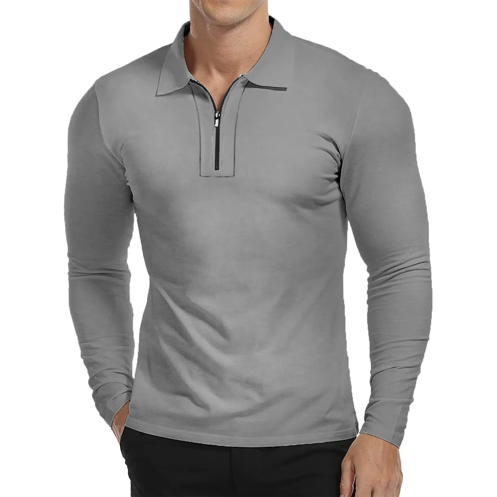 ZIPPER QUICK DRY LONG SLEEVE POLO SHIRT