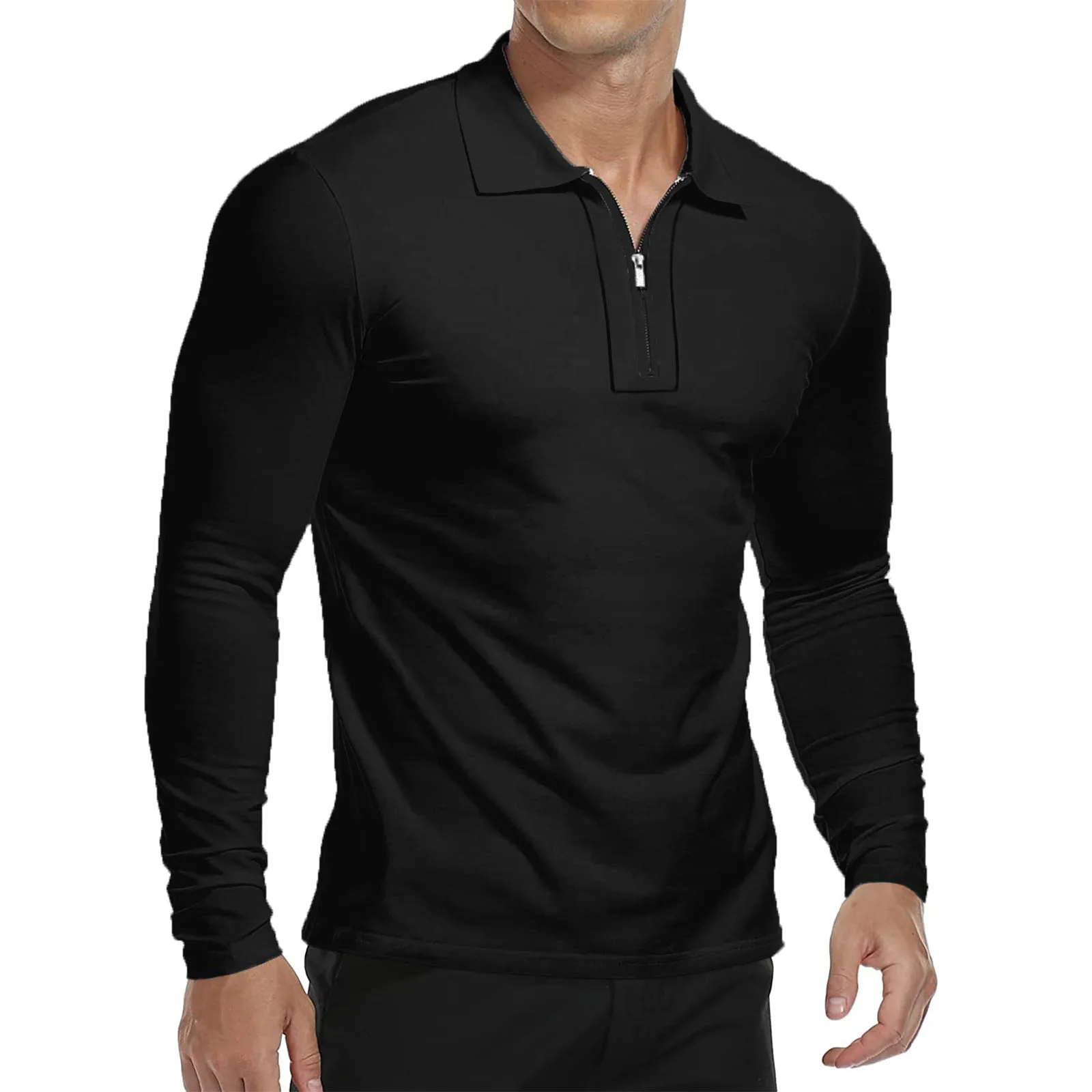 ZIPPER QUICK DRY LONG SLEEVE POLO SHIRT